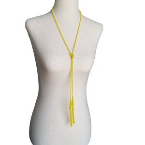 Vintage Yellow Chain Tassel Necklace Long Knot Women's Fashion Jewelry Color Pop